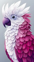 Obraz premium Macaw with Flowers, Formed With Paper Cut Art, Abstract Image, Texture, Pattern Background, Wallpaper, Cover and Screen of Smartphone, PC, Laptop, 9:16 and 16:9 Format