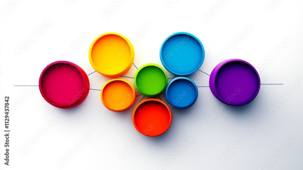 Poster colorful array of circles with a white background