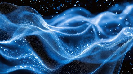 Obraz premium Abstract blue wave particle flow.