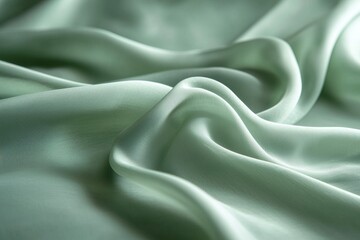 Obraz premium Soft Green Silk Fabric with Flowing Folds