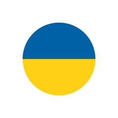 Ukrainian Flag in Cirle Vector Flat Icon Design. National Symbol. Round Geometric Shape with Dark Blue and Yellow National Colours for Web, App and Packaging.