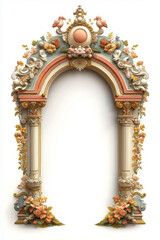 Obraz premium An ornate archway with flowers and birds on it
