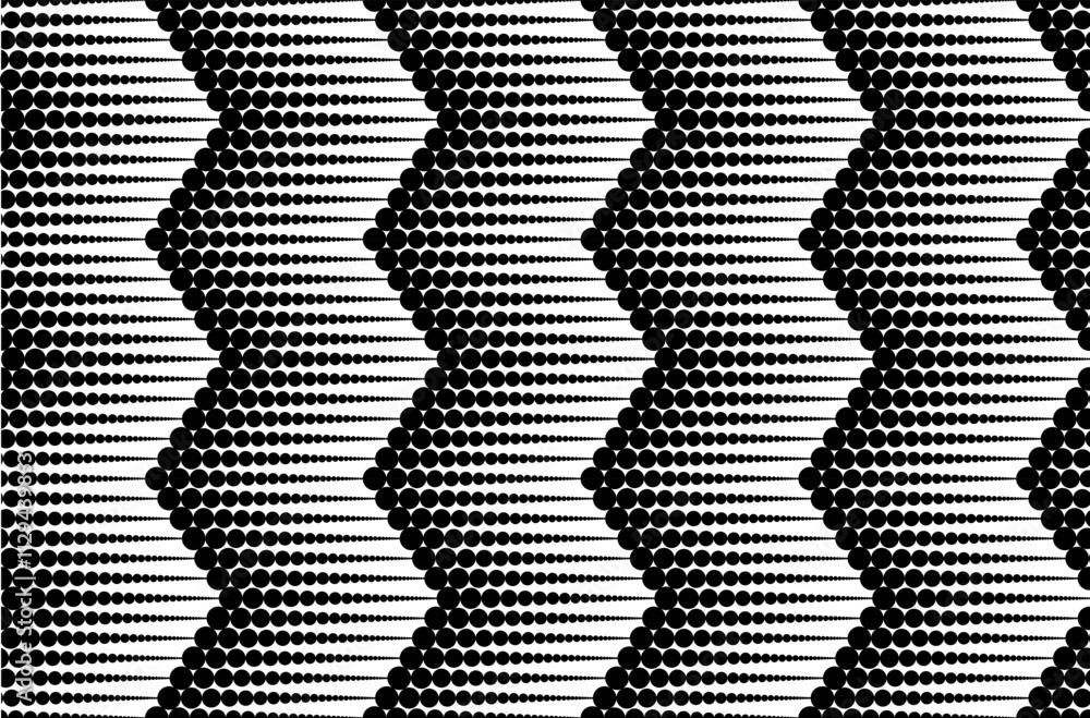Poster seamless abstract background with black halftone dots. monochrome chevron pattern.