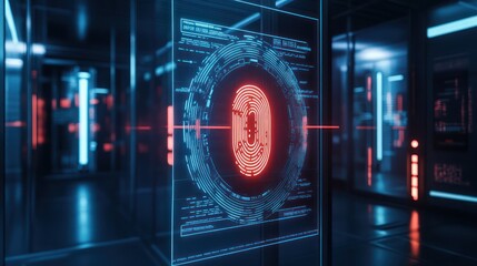 A futuristic biometric security system that scans and verifies users based on their unique characteristics, such as voice recognition, fingerprint, and retina scan, to grant access. 