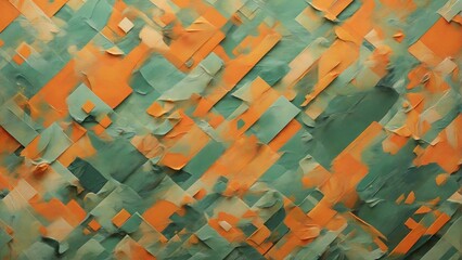 abstract art of green and orange paint