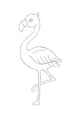 Engaging flamingo outline ready for coloring in an animal-themed sketchbook