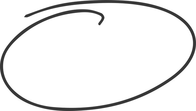 Highlight pen line. Hand drawn circle underline sketch. Oval pencil stroke. Doodle mark scribble. Ellipse and round emphasis