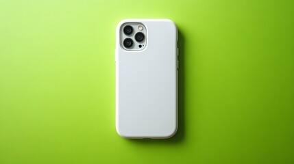 A white smartphone case with a matte texture displayed on a vivid green background.