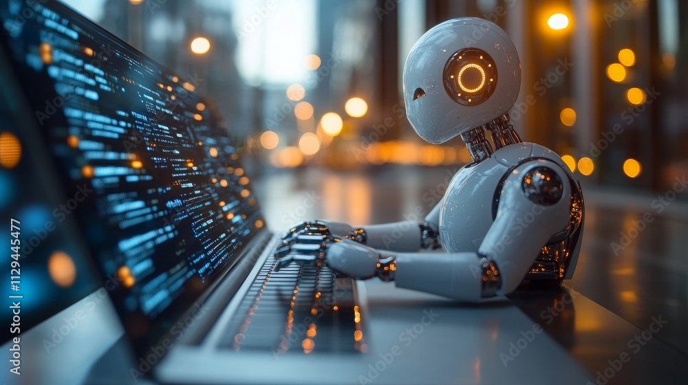 Aufkleber ai bots enhancing communication through automation in a modern city workspace