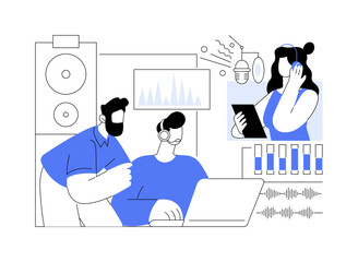 Sound control room isolated cartoon vector illustrations.