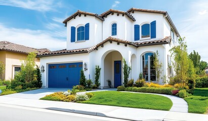 Fototapeta premium two story california house model, new home concept, copy space 