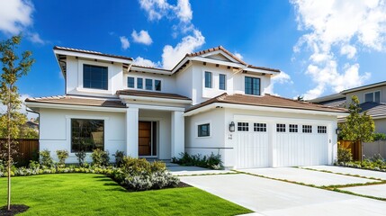 two story california house model, new home concept, copy space  