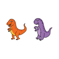 set of funny cartoon dinosaur