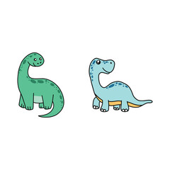 set of funny cartoon dinosaur