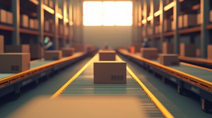 Automated package handling system warehouse industrial video modern facility aerial view efficiency and innovation