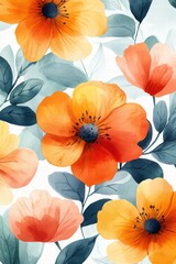 Bright floral background for kids’ activities with colorful flowers and green leaves