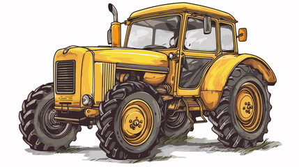 Vintage Hand Drawn Retro Tractor Sketch for Graphic Farm Transport Design