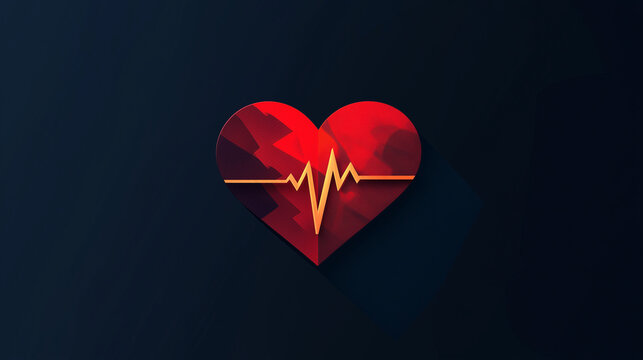 Heart icon with a pulse line running through it Cardiovascular health, medical icon