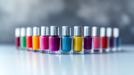 Stack of nail polish isolated on white background