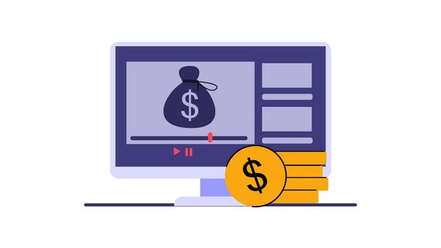 2d animation concept of making money online by monetizing content