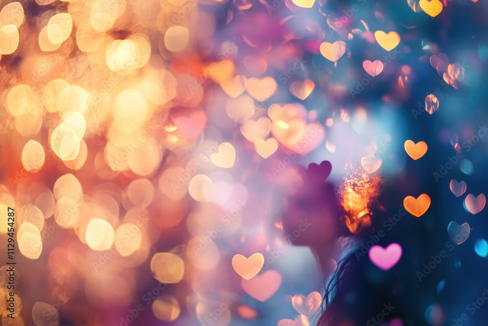 Poster a dreamy and enchanting valentine's day background with sparkling glitter hearts, soft pastel colors