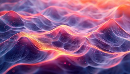 Obraz premium A colorful, abstract image of a wave with a pink and purple hue