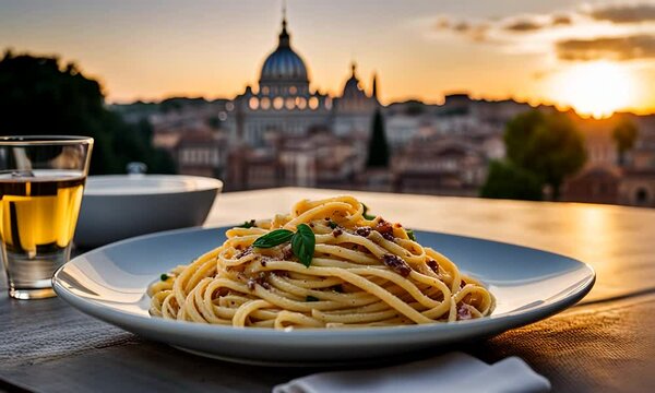 Carbonara pasta dish in Rome.