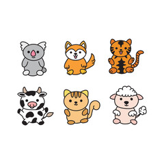 set of funny animals