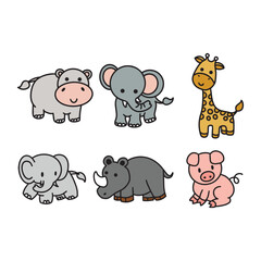 set of cartoon animals