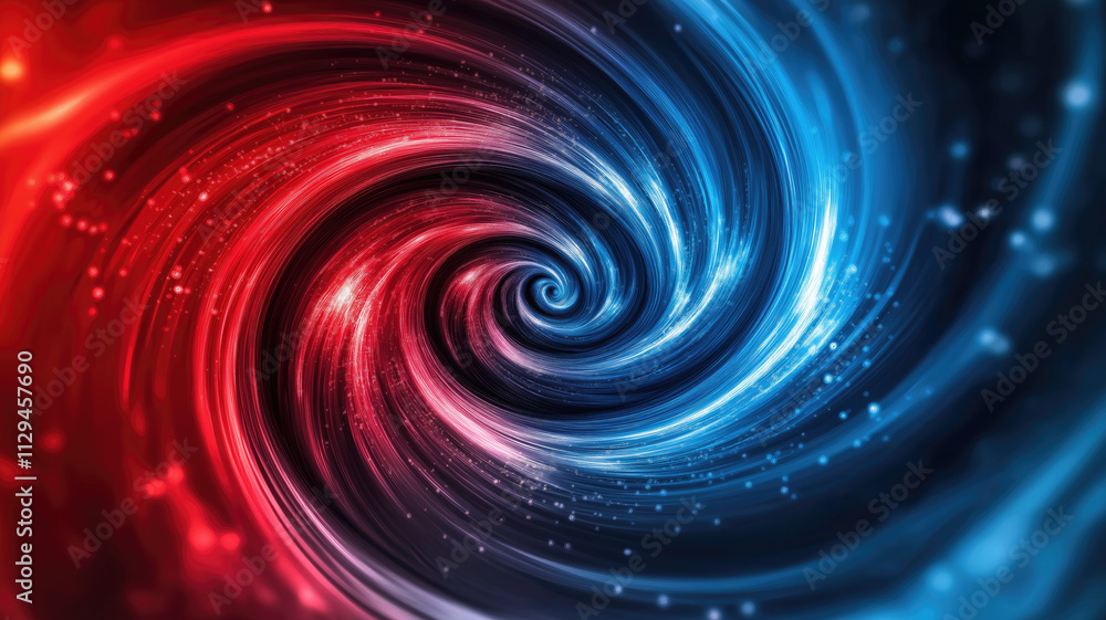 Wall mural red and blue spiral. circle orbit rotation. abstract background with space for text.