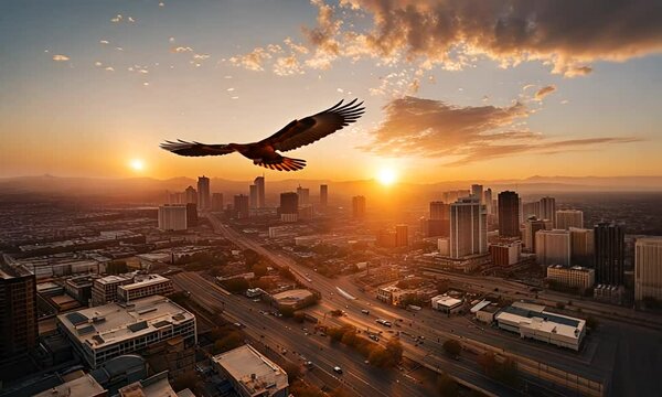 Phoenix bird flying in the sky.