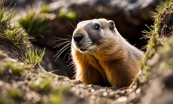 Marmot in a burrow.
