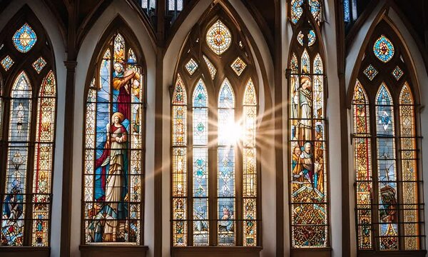 Stained glass in a church.