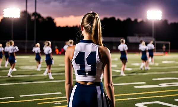 Cheerleading team at an American football game.