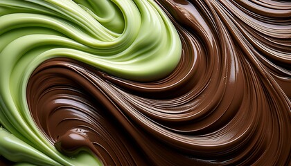 chocolate wave background with pistachio cream