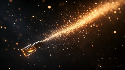 Surreal Beam of Light and Liquid Perfume Spiraling Upwards in a Black Studio Setting