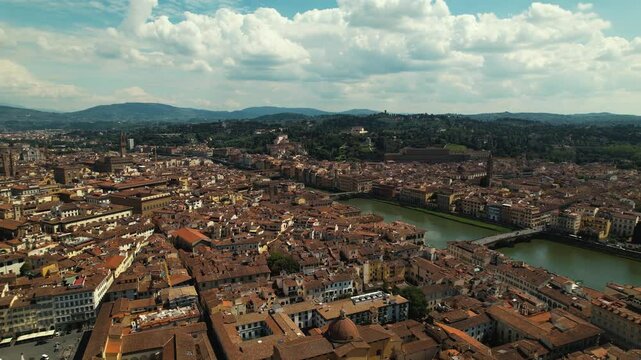 4k Drone aerial view of Florence, capital of Italy Tuscany region, Duomo Cathedral of Santa Maria del Fiore