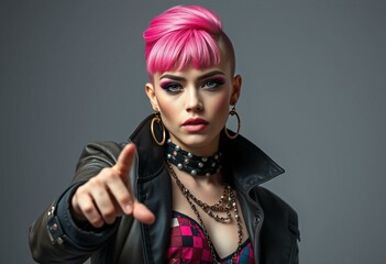 Fototapeta premium Vibrant, avant-garde portrait of a non-binary individual