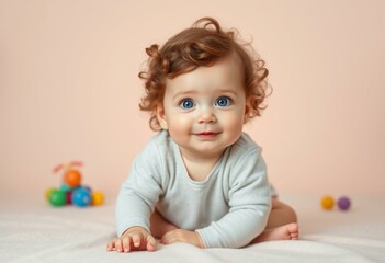 Naklejka premium Photorealistic portrait of a cute baby