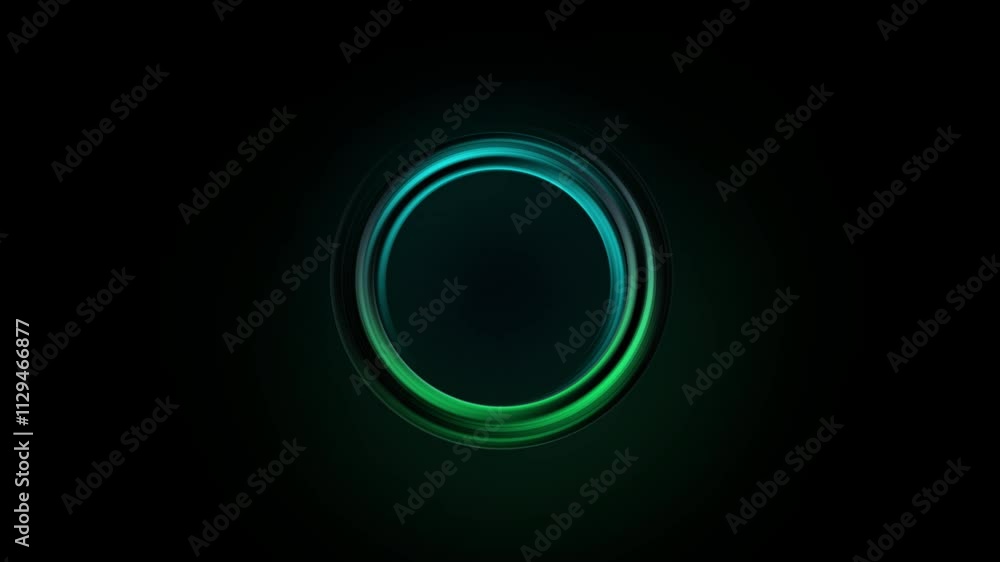 Poster futuristic creative shiny neon glowing circles rotating. abstract glowing circles background. neon c