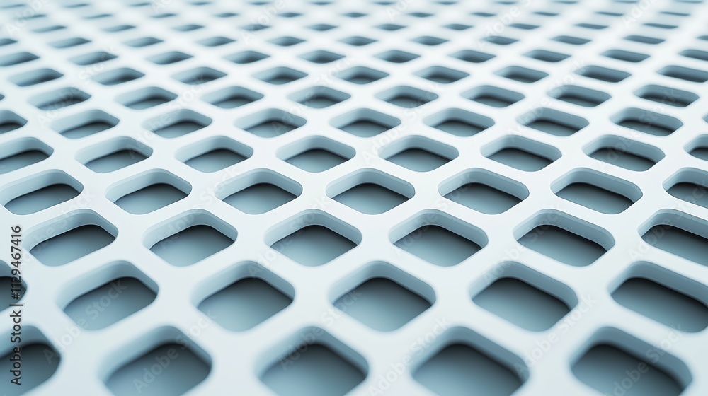 Poster abstract geometric pattern with perforated grid in white and blue tones. modern design background