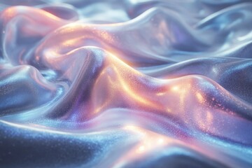 Obraz premium A futuristic holographic gradient with metallic sheens of cyan, magenta, and silver, appearing smooth and fluid