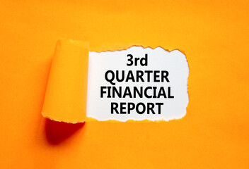 3rd quarter financial report symbol. Concept words 3rd quarter financial report on beautiful white paper. Beautiful orange background. Business 3rd quarter financial report concept. Copy space.