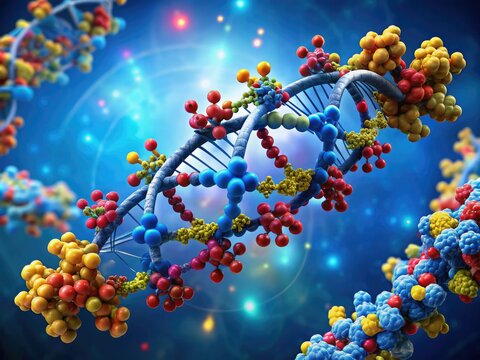 3D-rendered siRNA hairpin: gene silencing via RNA interference, crucial for antisense therapy and molecular biology.