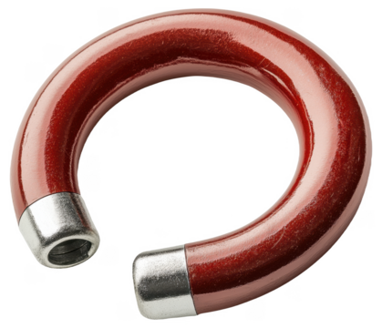 Red horseshoe magnet with metal ends