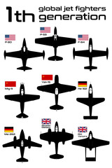 1th generation global jet fighters vector illustration