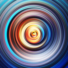 Colorful radial motion effect. Abstract rounded background. Color curves and sphere.