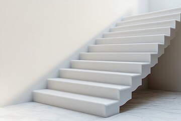 Conceptual whit blank staircase go to light at the end for success concept background