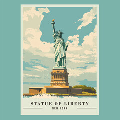 Statue of Liberty Vintage Poster Stock Vector Illustration