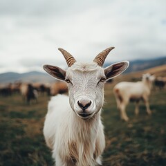Fototapeta premium White goat on farm
